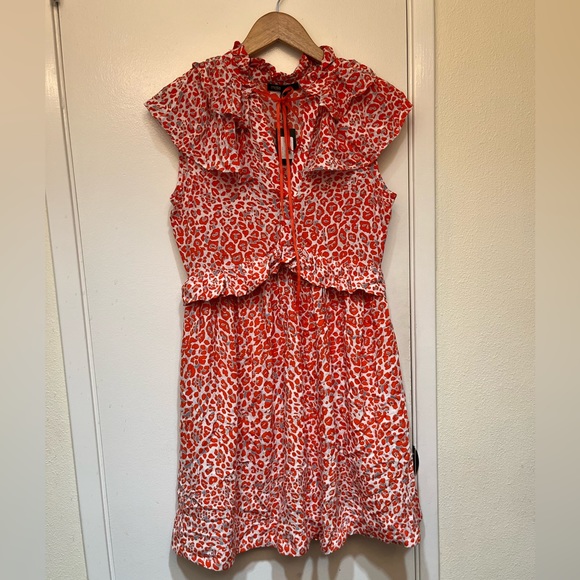 Maje chiffon leopard print orange dress - Picture 4 of 9